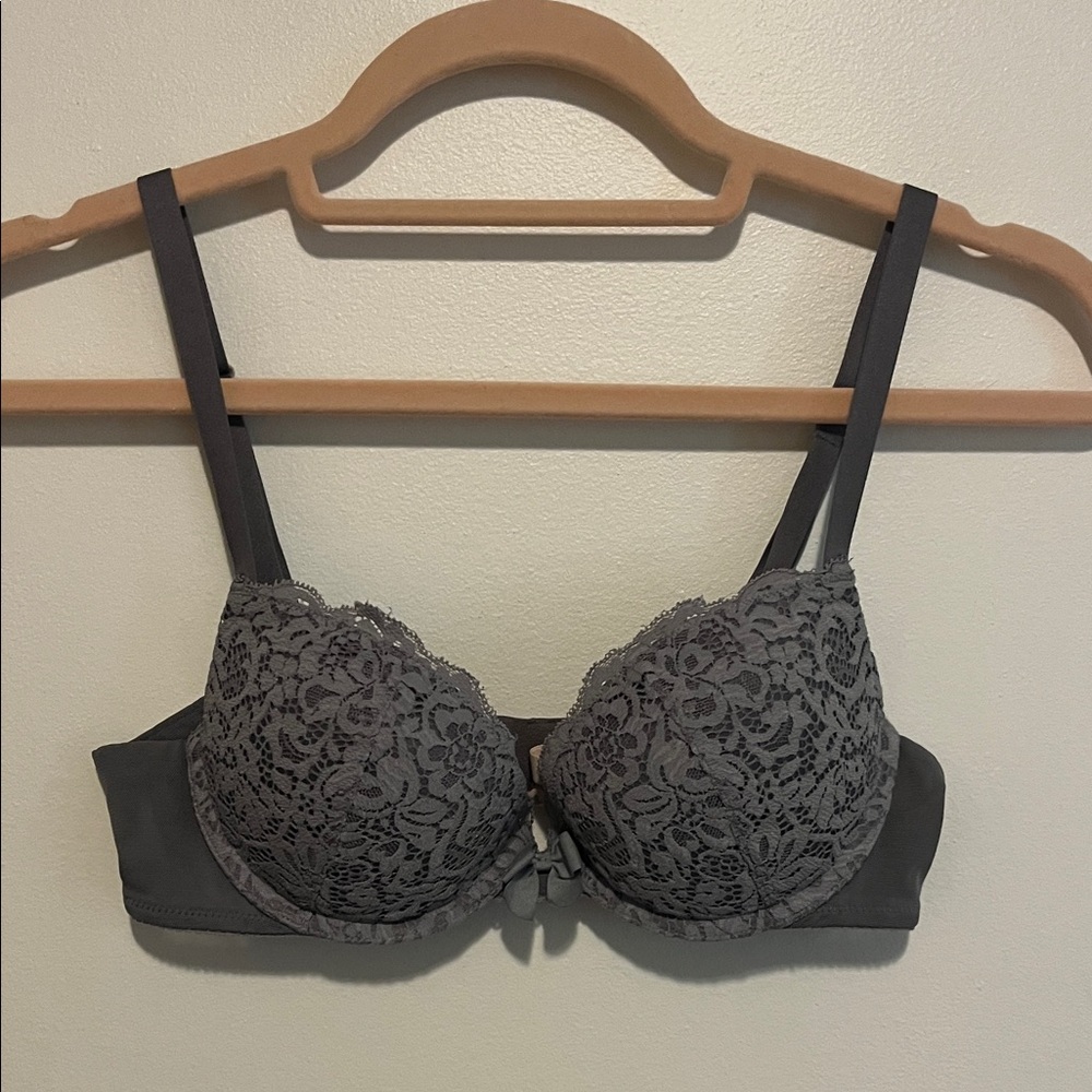 Aerie Lace Detail Charcoal Bra